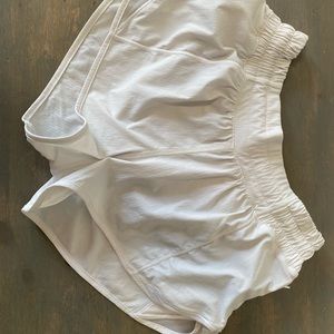 white Lululemon hotty totty shorts
